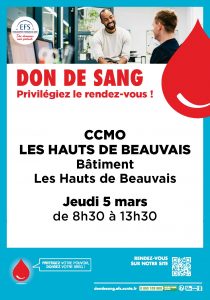 don du sang 5 mars Beauvais